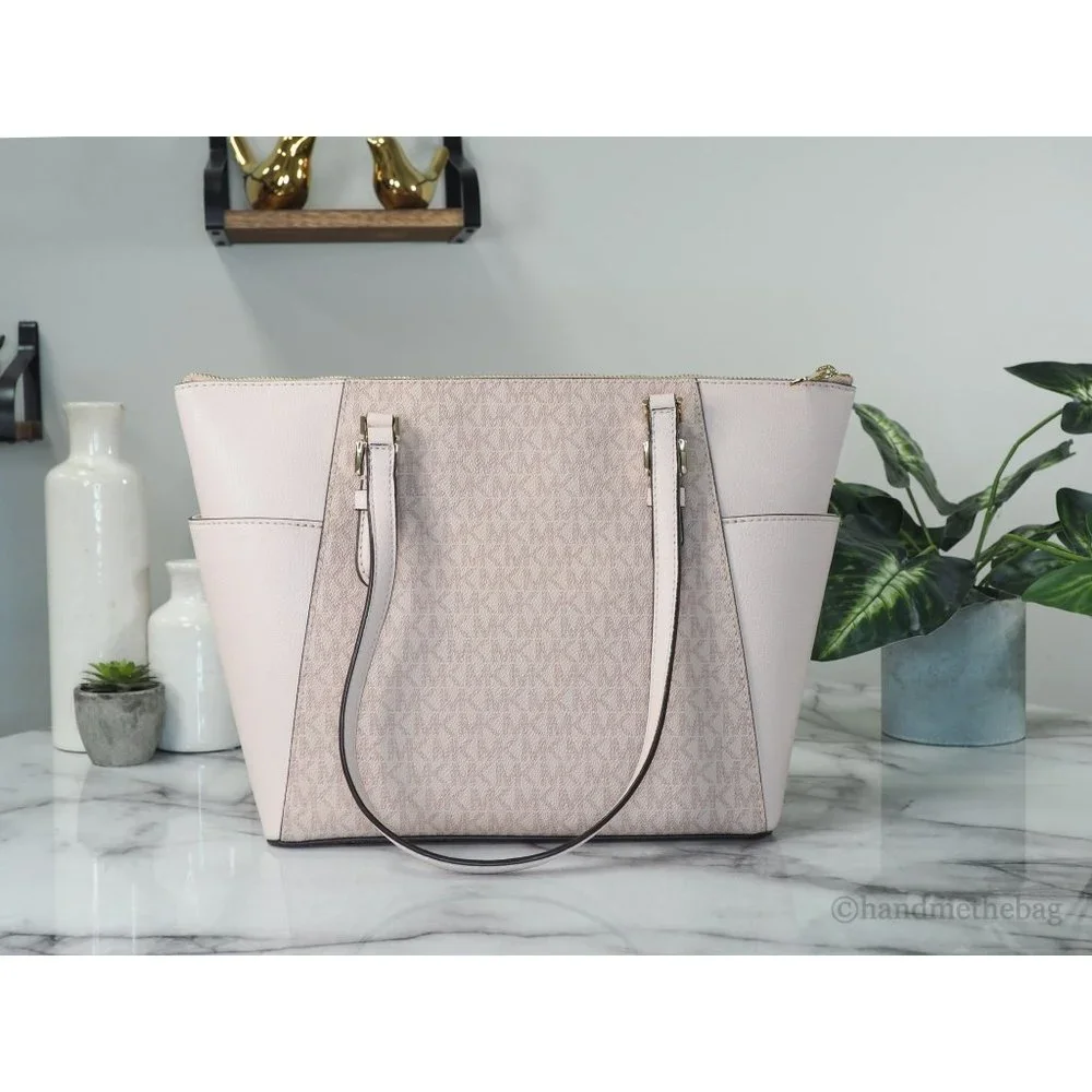 NWT Michael Kors Charlotte Ballet Signature PVC Large Top Zip Tote Shoulder Bag - Picture 2 of 9